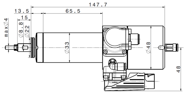 Motorspindel Frässpindel 4033-AC-C3-100-04-SC Zeichnung