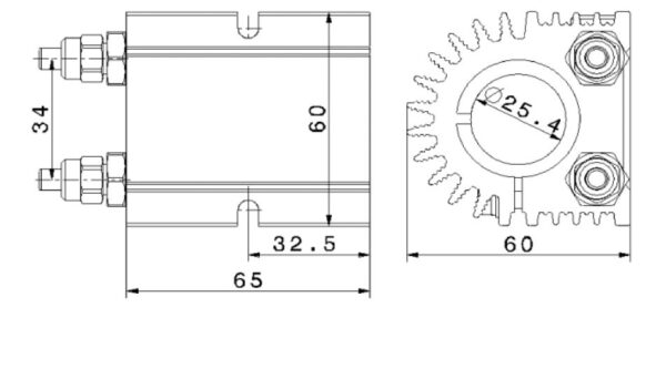 Motorspindel Einspannvorrichtung 4825 25,4mm Zeichnung