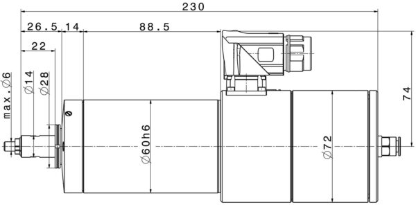 Motorspindel Frässpindel 5060 AC-C5-60-30-ESD Zeichnung