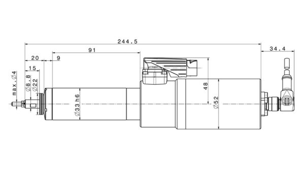 Motorspindel Frässpindel 4033-AC-C3-100-04-E-A Zeichnung
