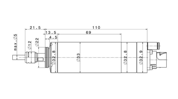 Motorspindel Frässpindel 4033 DC-T-ER8 Zeichnung