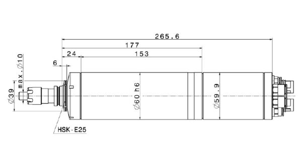Motorspindel Frässpindel 4064 DC-HSK25 Zeichnung