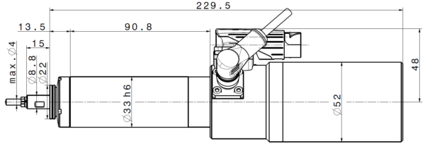 Motorspindel Frässpindel 4033 AC-C3-100-04-E Zeichnung