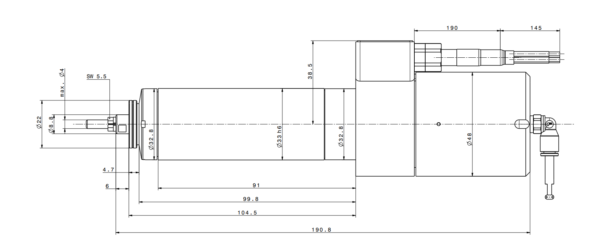 Motorspindel Frässpindel 4033AC-C3-100-04-LN6-EP4 Zeichnung