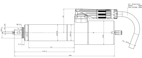 Motorspindel Frässpindel 4033 AC-C3-100-07-LS-EP4 Zeichnung