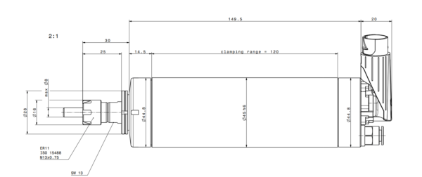 Motorspindel Frässpindel 5045 DC-ER11-60-20-AP Zeichnung